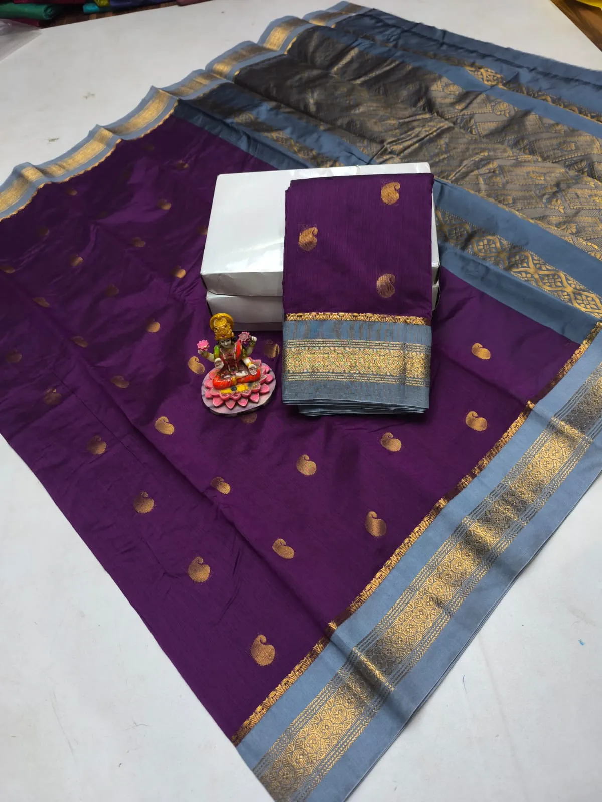 Golden Putta Korvai Kuppadam Silk Cotton Saree
